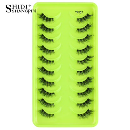 SHIDISHANGPIN 5/10 Pairs Cat Eye False Lashes – 3D Mink Half Lashes, Eyelash Extensions for Natural Makeup, Faux Cils Maquiagem