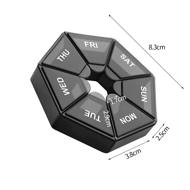 2Pcs 7-Day Pill Storage Box – Mini Travel Medicine Dispenser with 7 Compartments, Plastic Sealer Box