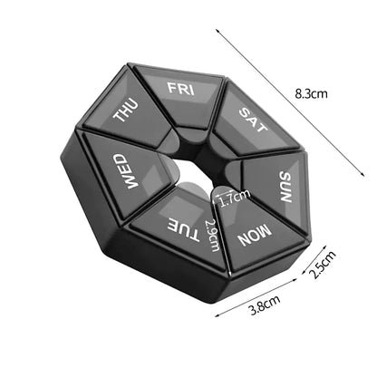 2Pcs 7-Day Pill Storage Box – Mini Travel Medicine Dispenser with 7 Compartments, Plastic Sealer Box