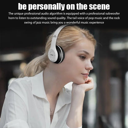 P47 Wireless Bluetooth Headphones with Mic – Noise Cancelling Stereo Earphones for Sports, Gaming & PC