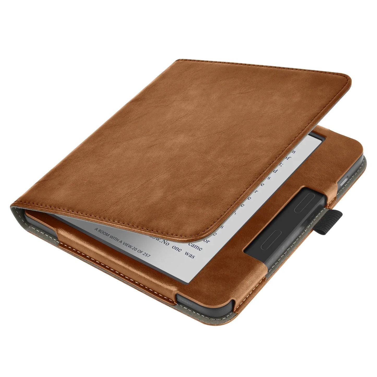 KOBO Libra 7" Leather Case – Hand Strap, Stand & Card Slot Cover for Libra Colour, Libra 2, Libra H2O (N428/N418/N873)