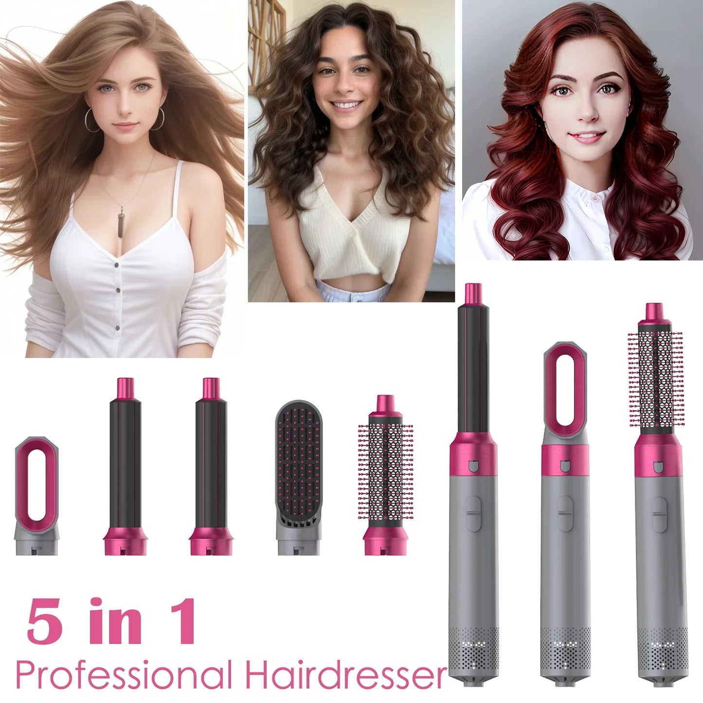5-in-1 Hair Dryer Multi Styler – Curling Iron, Hair Straightener, Hair Brush & Dryer All-in-One Tool