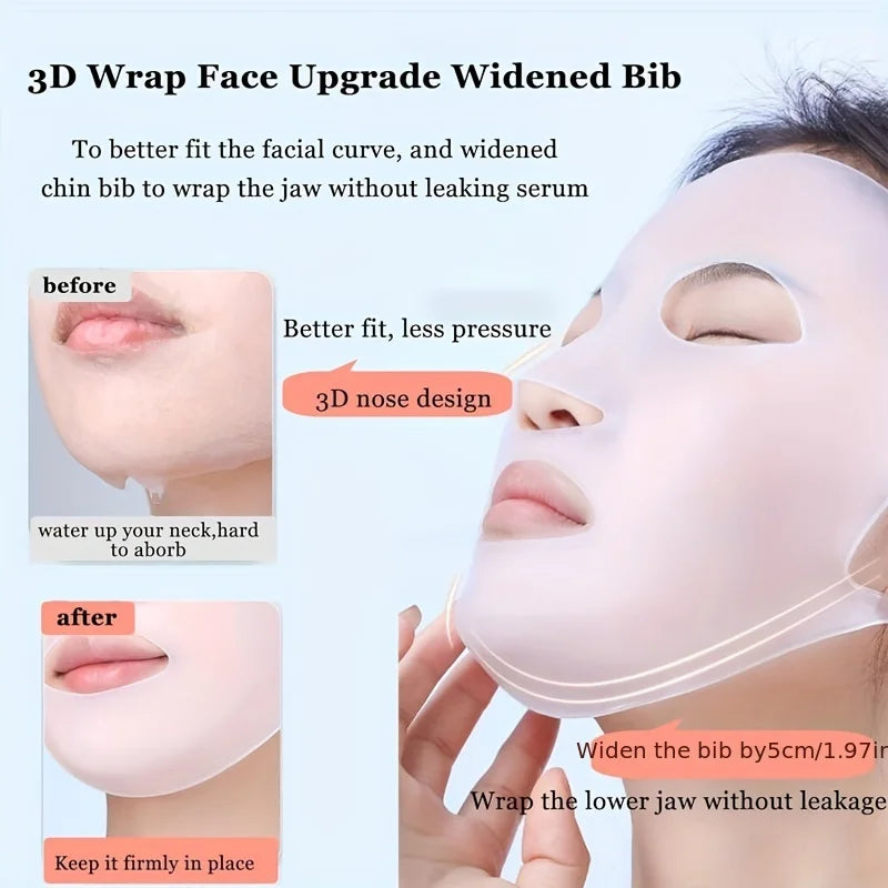 Silicone Mask Cover — Ear-Mounted Reusable Facial Care Tool for Moisturizing & Essence Absorption