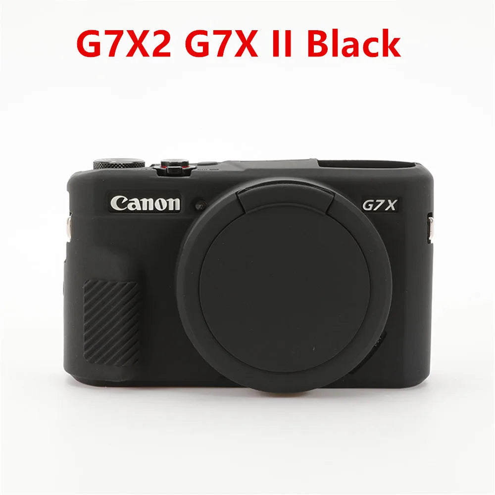Canon G7X Silicone Camera Case - Soft Rubber Shockproof Body Cover with Lens Cap for G7X Mark II III G7XII G7X2 G7XIII G7X3