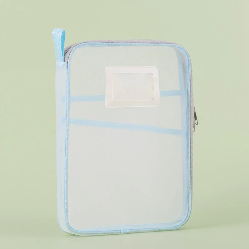 A4 Double Layer Mesh Zipper Storage Bag – Large Capacity Stationery Organizer Folder for School and Office Supplies