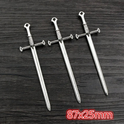 10pcs Antique Silver Sword Charms - DIY Jewelry Making Pendants Necklace Craft Accessories Findings