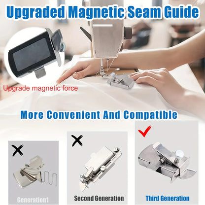 Magnetic Seam Guide - Multifunctional Sewing Ruler for Straight Lines, Hems & Machine Attachments