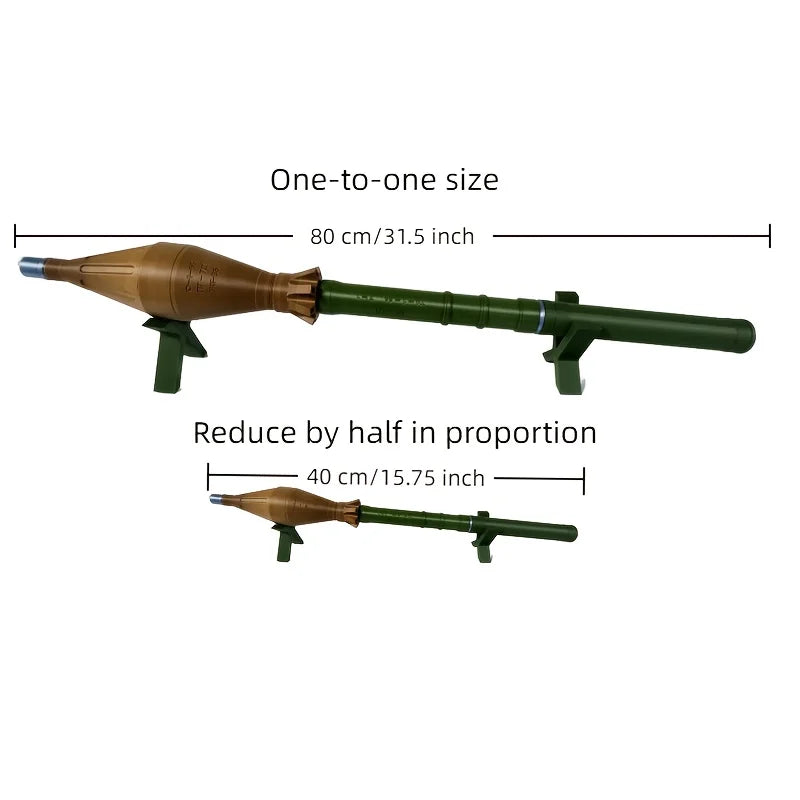 1:1/1:2 Scale RPG Rocket Model – High-Strength ABS with Folding Fins & Removable Cover for Home, Office, and Airsoft Gun Display