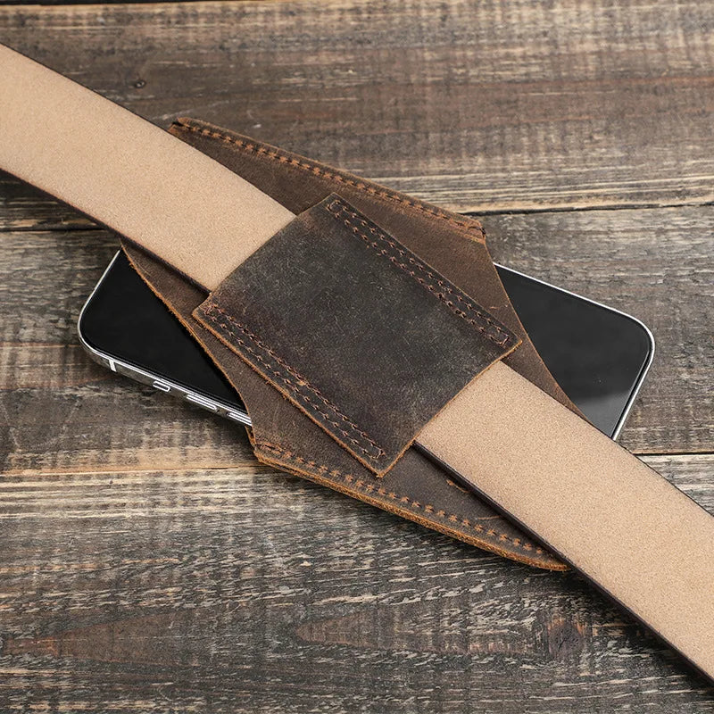 Men’s Leather Waist Bag – Phone Holster Pouch Wallet for 6.7" Smartphones