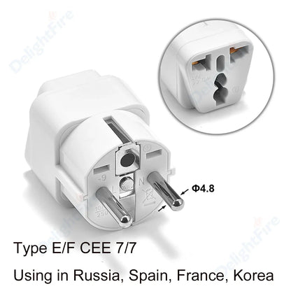 KR Plug Adapter – Multifunction Universal AU, UK, US to EU Type E/F Electrical Socket for France & Spain Travel