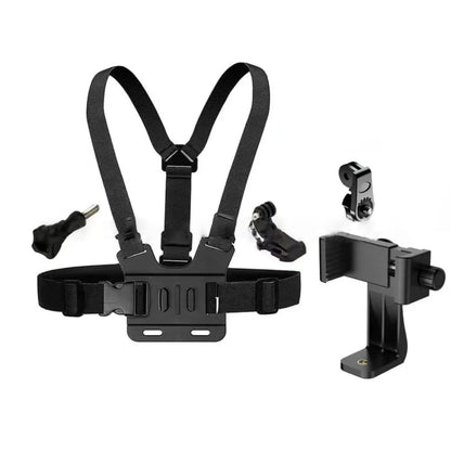 First-Person Adjustable Chest Strap Mount – Action Camera & Mobile Phone Holder for Cycling, Skiing, Outdoor Recording