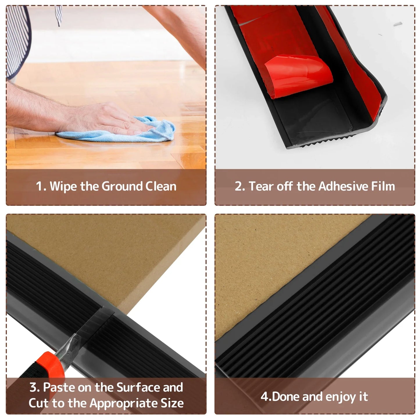 Soft PVC Stair Edge Protector – Non-Slip L-Shape Self-Adhesive Step Trim, 2m Stair Nose Edging Strip