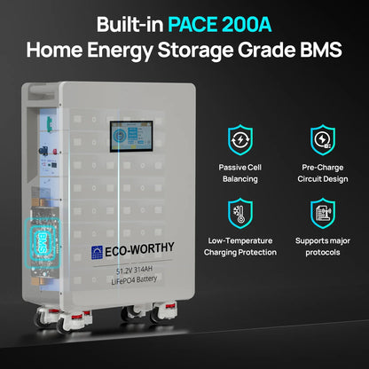 ECO-WORTHY 48V 314Ah LiFePO4 Lithium Battery - 16.1kWh Home Energy Storage System