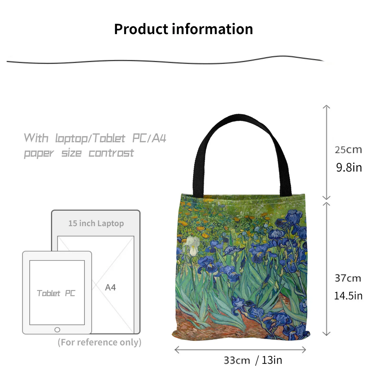Oil Painting Printed Canvas Tote Bag - Lightweight, Multi-functional Women's Handbag for Daily Use and Shopping