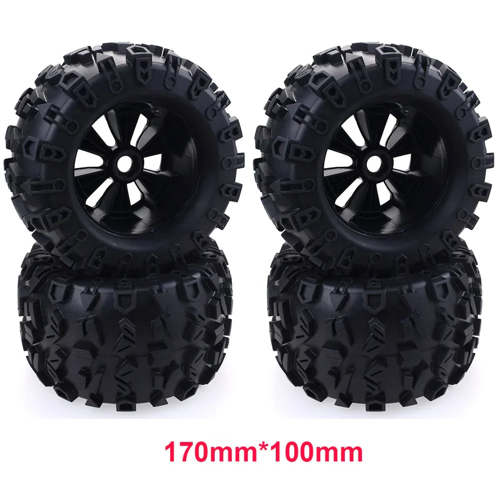 4pcs 1/8 Scale 17mm Hex RC Truck Tires & Wheels Set – Glued for Traxxas Maxx, Tmaxx, E-Revo, Revo 3.3, JLB Cheetah Monster