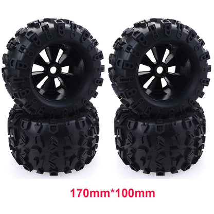 4pcs 1/8 Scale 17mm Hex RC Truck Tires & Wheels Set – Glued for Traxxas Maxx, Tmaxx, E-Revo, Revo 3.3, JLB Cheetah Monster