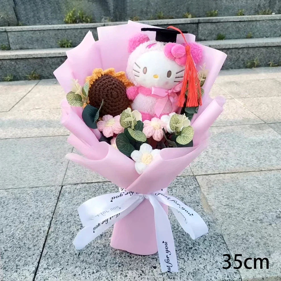 Hello Kitty Plush Bouquet — Anime Rose Soap Flowers for Wedding & Home Decor