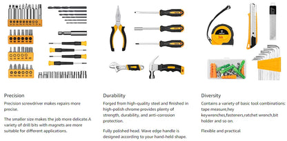 DEKO 126-Piece Power Tool Combo Kit – 8V Cordless Drill with 10MM Keyless Chuck, Professional Home Tool Set