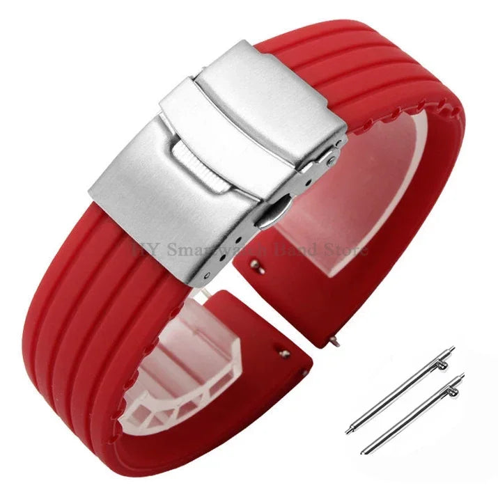Quick Release Silicone Watch Strap 18–24mm – Sport Rubber Band for Huawei Watch GT2/3/4, Omega, Seiko, Fossil