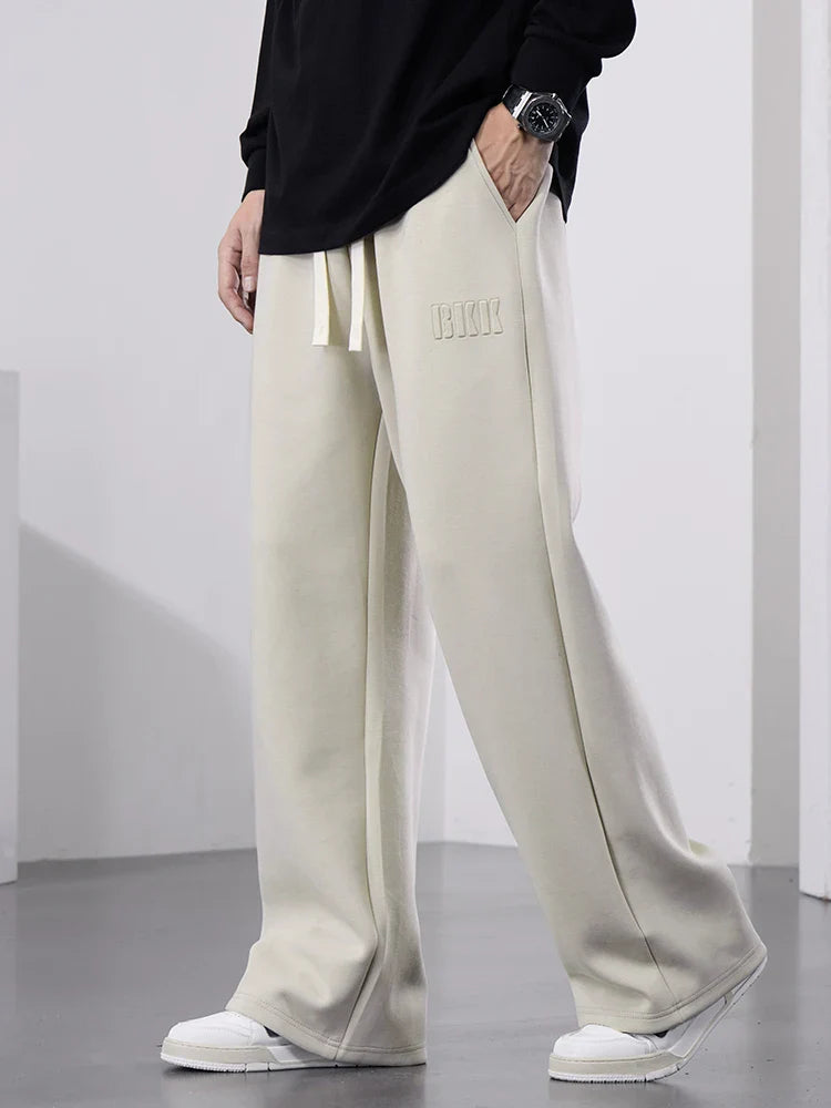 Men’s Wide Leg Cotton Sweatpants – Straight Fit Drawstring Casual Sports Track Pants, Big Size up to 8XL