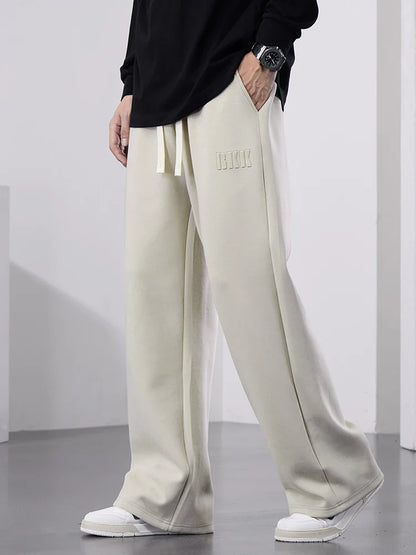 Men’s Wide Leg Cotton Sweatpants – Straight Fit Drawstring Casual Sports Track Pants, Big Size up to 8XL