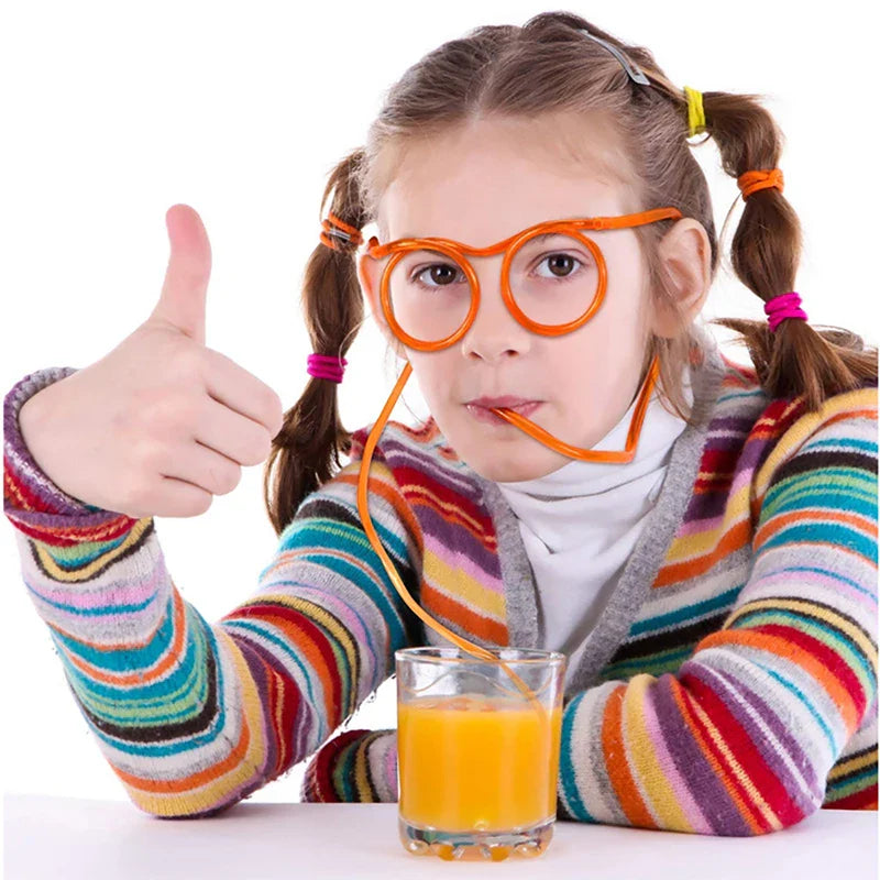Straw Glasses - Funny Soft PVC Flexible Drinking Straws for Kids Party and Bar Supplies, Creative Toy and Accessories