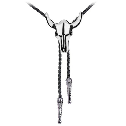 Golden Adjustable Cowboy Bolo Tie – Western Bull Head Pendant Necklace & Men’s Garment Accessory