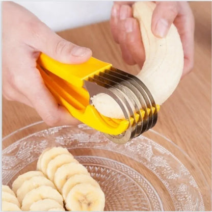 Stainless Steel Kitchen Accessories: Banana & Fruit Slicer, Vegetable & Sausage Cutter - Salad & Sundae Cooking Tools