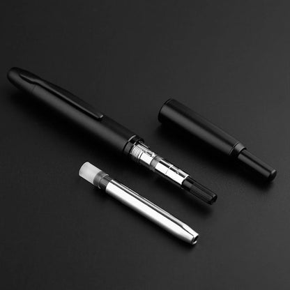 MAJOHN A1 Retractable Fountain Pen – EF 0.4mm Nib, Matte Black Metal Ink Pen with Converter, Ideal for Students and Gifts