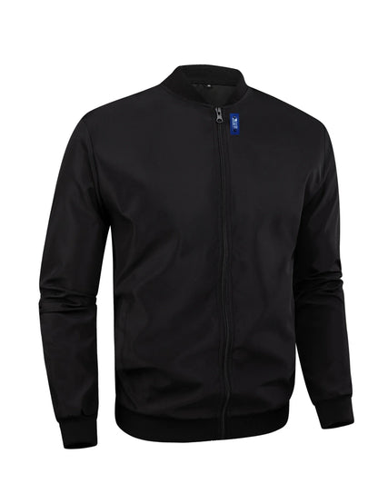 2024 Men's Spring Autumn Jacket – Short Loose Baseball Collar, Solid Color, Business Casual Thin Coat