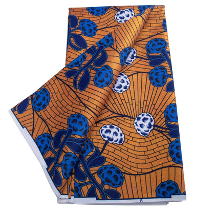 Nigerian Golden Super Ankara Fabric - Glitter Wax Batik Print for Sewing & Crafts