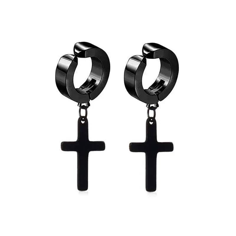 Magnetic Cubic Zirconia Clip-On Earrings Set – Non-Pierced Fake Stud, Cross Dangle & Hoop Styles for Men & Women