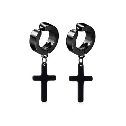 Magnetic Cubic Zirconia Clip-On Earrings Set – Non-Pierced Fake Stud, Cross Dangle & Hoop Styles for Men & Women