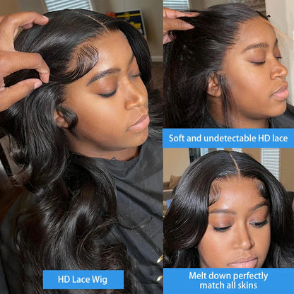 250% Density Body Wave Lace Front Wig – 13x6 Transparent Brazilian Remy Human Hair, 30-32 Inch for Black Women