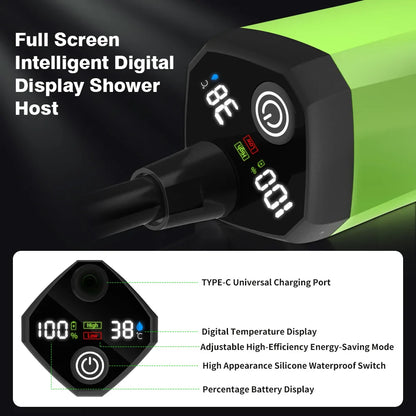 Camping Shower Pump Kit – RV & Outdoor Shower with Digital Display, Adjustable Full-Screen Shower for Backyard