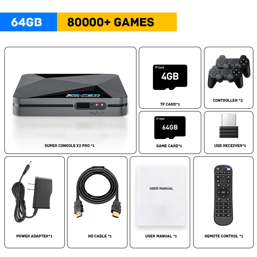 Super Console X2 Pro Retro Video Game Console – 100,000+ Games for MAME, ARCADE, Sega Saturn & DC, 4K HD