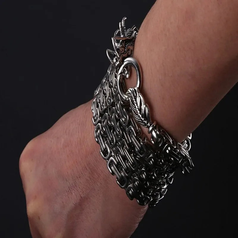 1M Dragon Self-Defense Bracelet – Fashion Hip Hop Personal Security Whip, Universal Stainless Steel for Men & Women