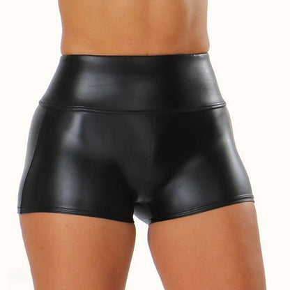 Women’s High Waist Leather Shorts – Bodycon Push-Up Black Slim Fitness Joggers