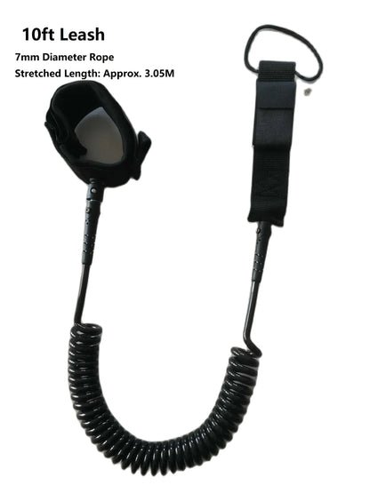 10ft SUP Ankle Leash — Elastic Coiled Leg Rope for Stand Up Paddle Boards & Surfboards