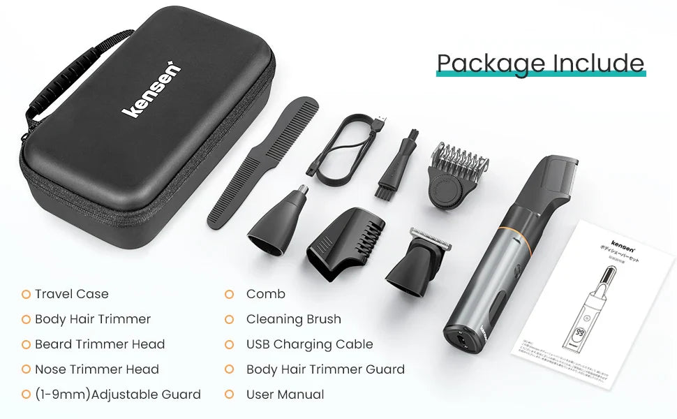 Kensen S16 3-in-1 Men’s Body Hair Shaver & Beard Trimmer Waterproof Electric Clipper