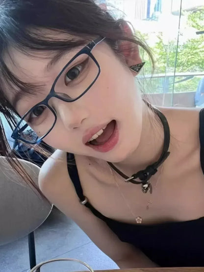 Japanese Korean Retro Square Glasses – Harajuku Clear Frame Eyewear with Blue Light Blocking