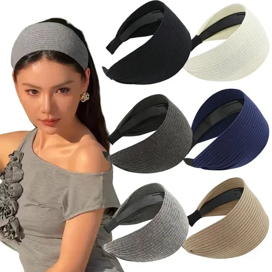 New Soft Wide Knitting Cotton Hairbands for Women & Girls – Korean Solid Turban with Teeth, Head Band Headwear Accessories