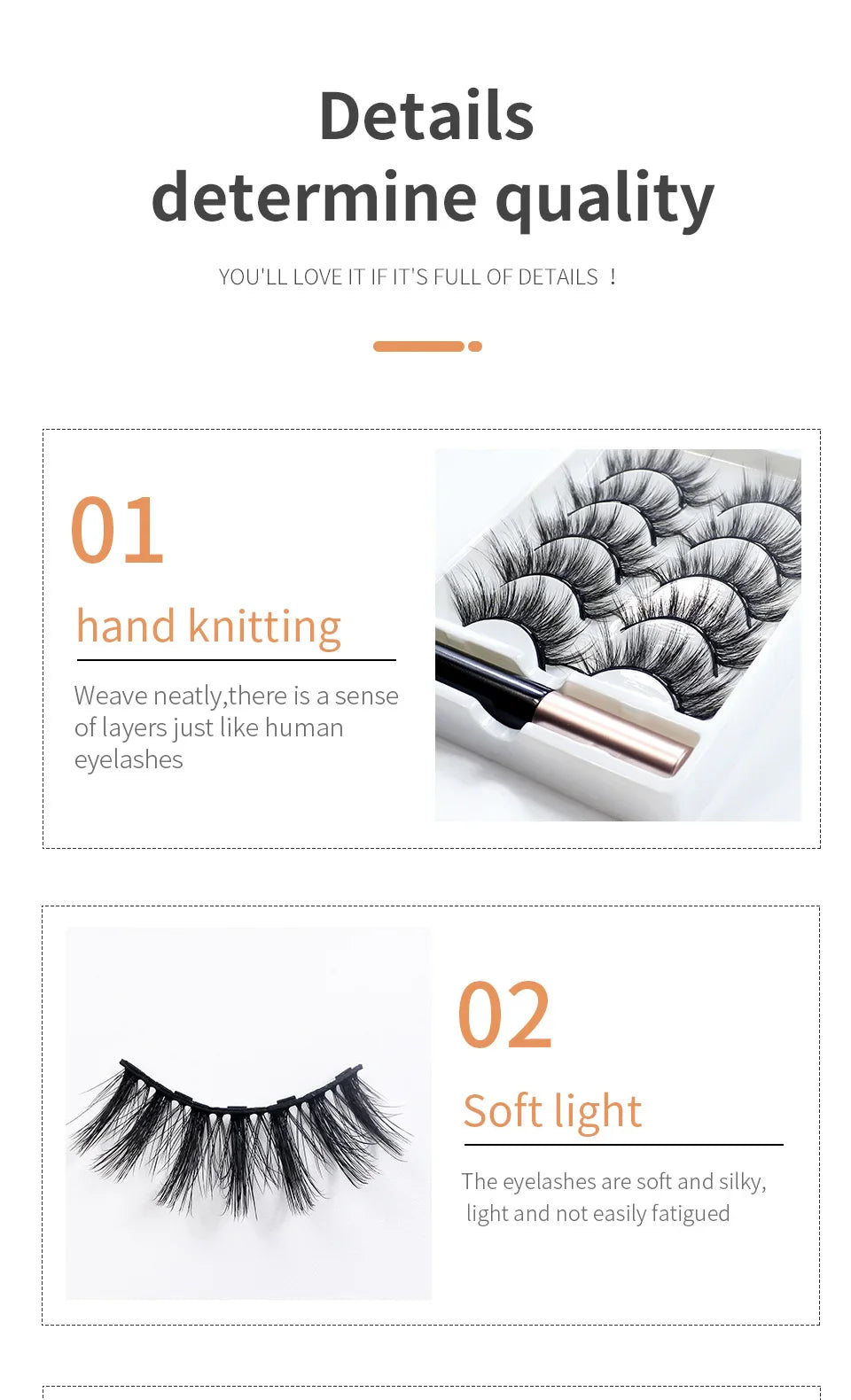 REDSIREN 5 Pairs Magnetic Eyelashes with Eyeliner – Reusable Thick Natural False Lashes