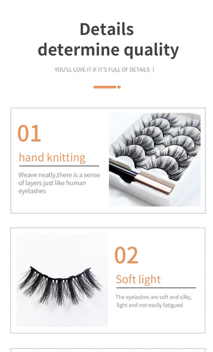 REDSIREN 5 Pairs Magnetic Eyelashes with Eyeliner – Reusable Thick Natural False Lashes