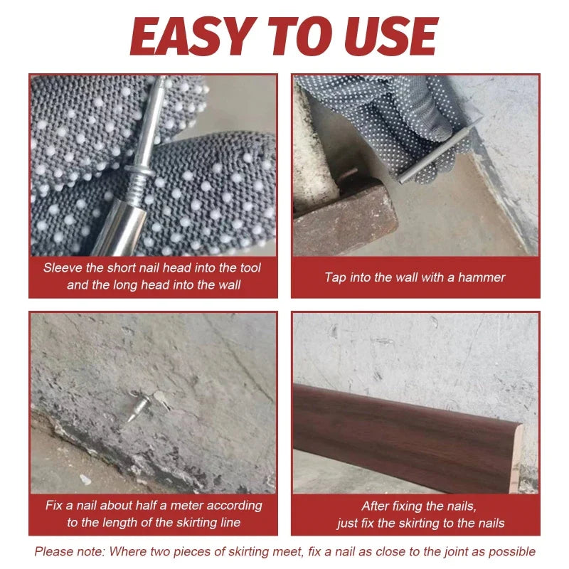 Double Head Seamless Nails – Rust-Proof Metal Skirting Fixing Nails, No-Trace Wood Wall Mounting Hardware Fasteners