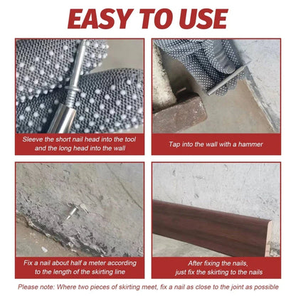 Double Head Seamless Nails – Rust-Proof Metal Skirting Fixing Nails, No-Trace Wood Wall Mounting Hardware Fasteners