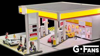 GFans 1:64 Scale Diorama Car Garage Model – LED Lighted Parking Lot DIY City Set for Collection & Display Gifts