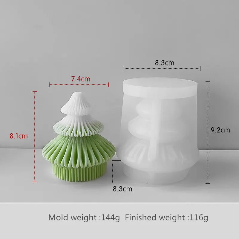 3D Origami Christmas Tree Silicone Mold — DIY Aroma Candle, Plaster & Gel Mold for Handmade Creative Holiday Decorations