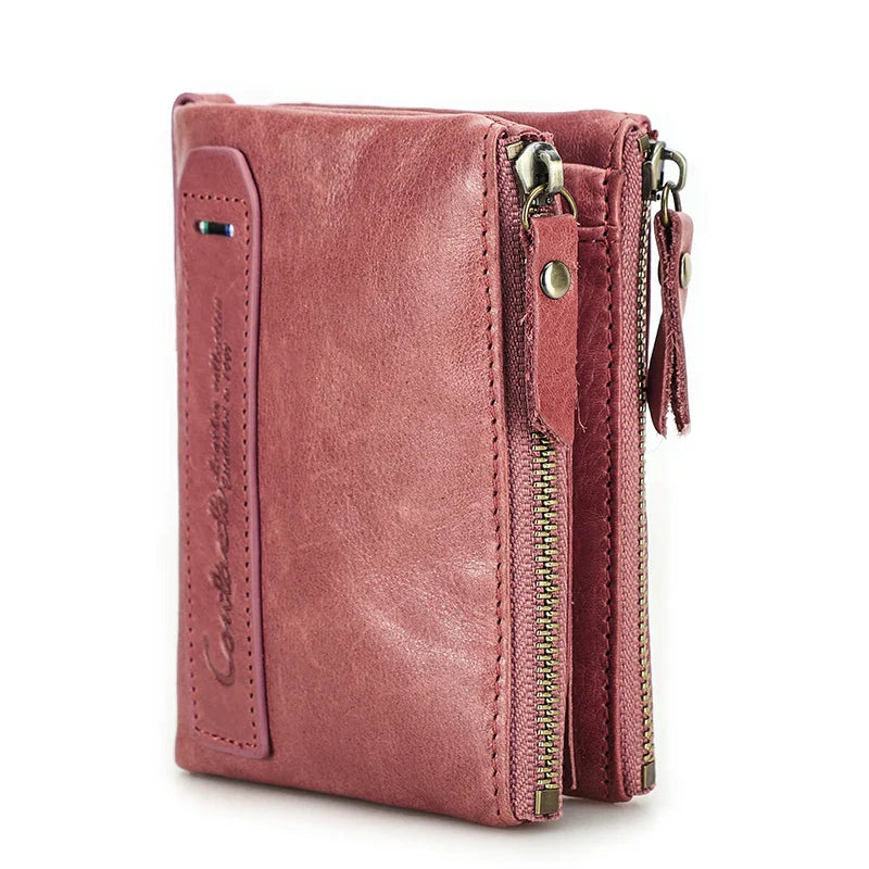 CONTACT'S Genuine Leather Short Wallet for Women — Luxury Designer Card & Coin Holder, Mini Money Clip Wallet with Free Shipping