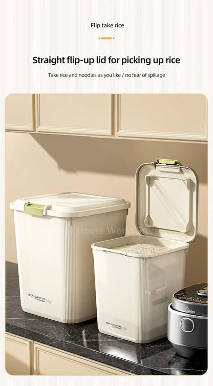 10KG Rice Storage Container - Sealed Cereal Dispenser with Buckle, Insect-Proof Grain & Pet Food Organizer